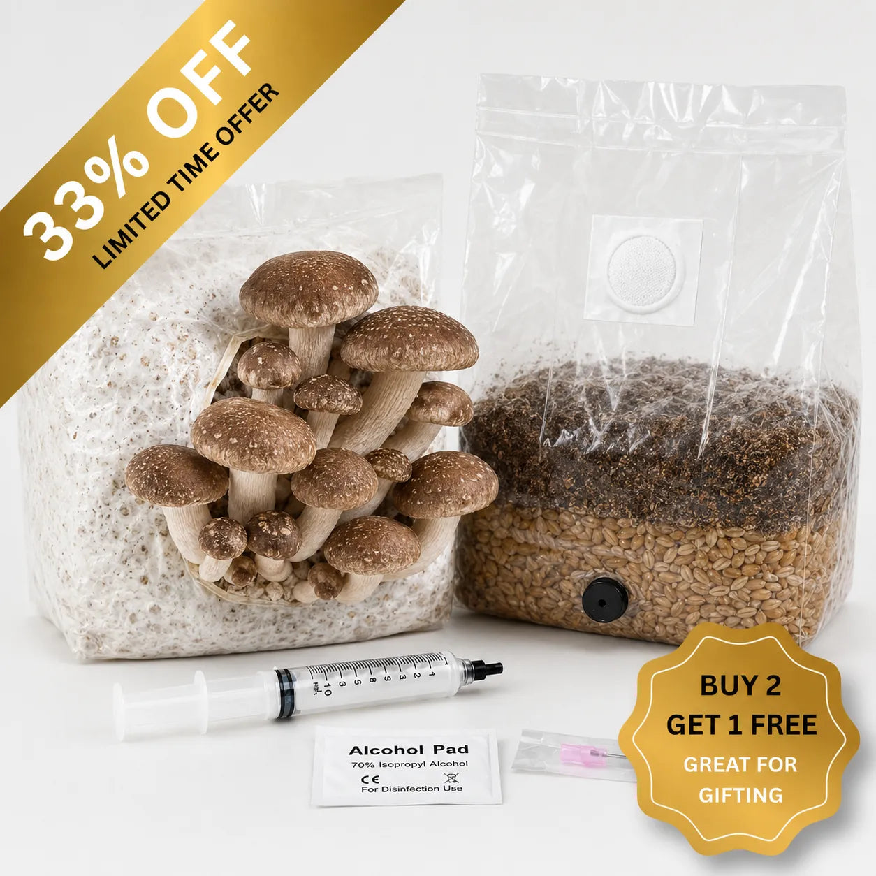 Everything you need to grow your own Shiitake mushrooms in as little as 4 weeks.