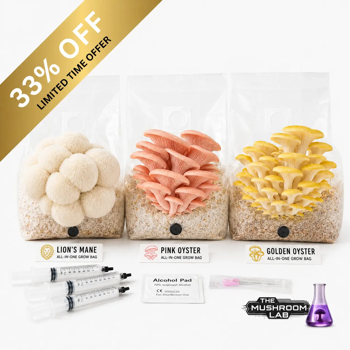 Indoor Mushroom Garden Starter Pack | 3 Gourmet Mushroom Grow Kits